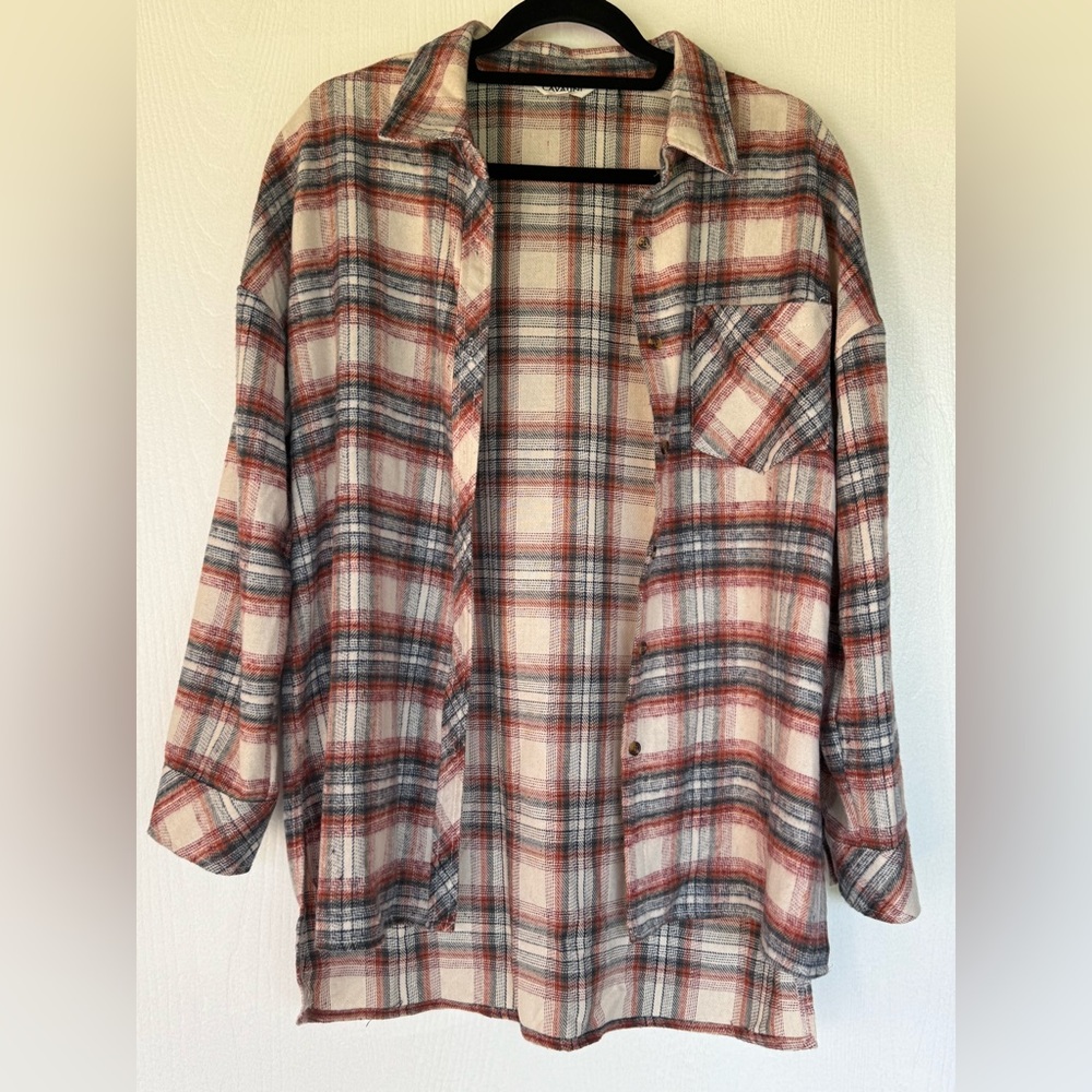 Womens Cavalini Flannel - Red, Blue, and Off White Size Medium
